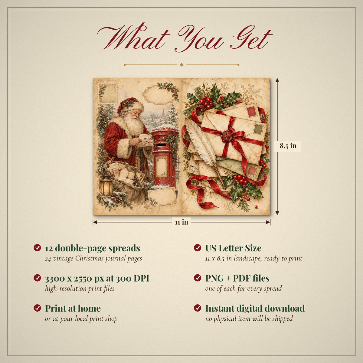 What you get: 12 US Letter Size double-page spreads, 300 DPI PNG and PDF, instant download