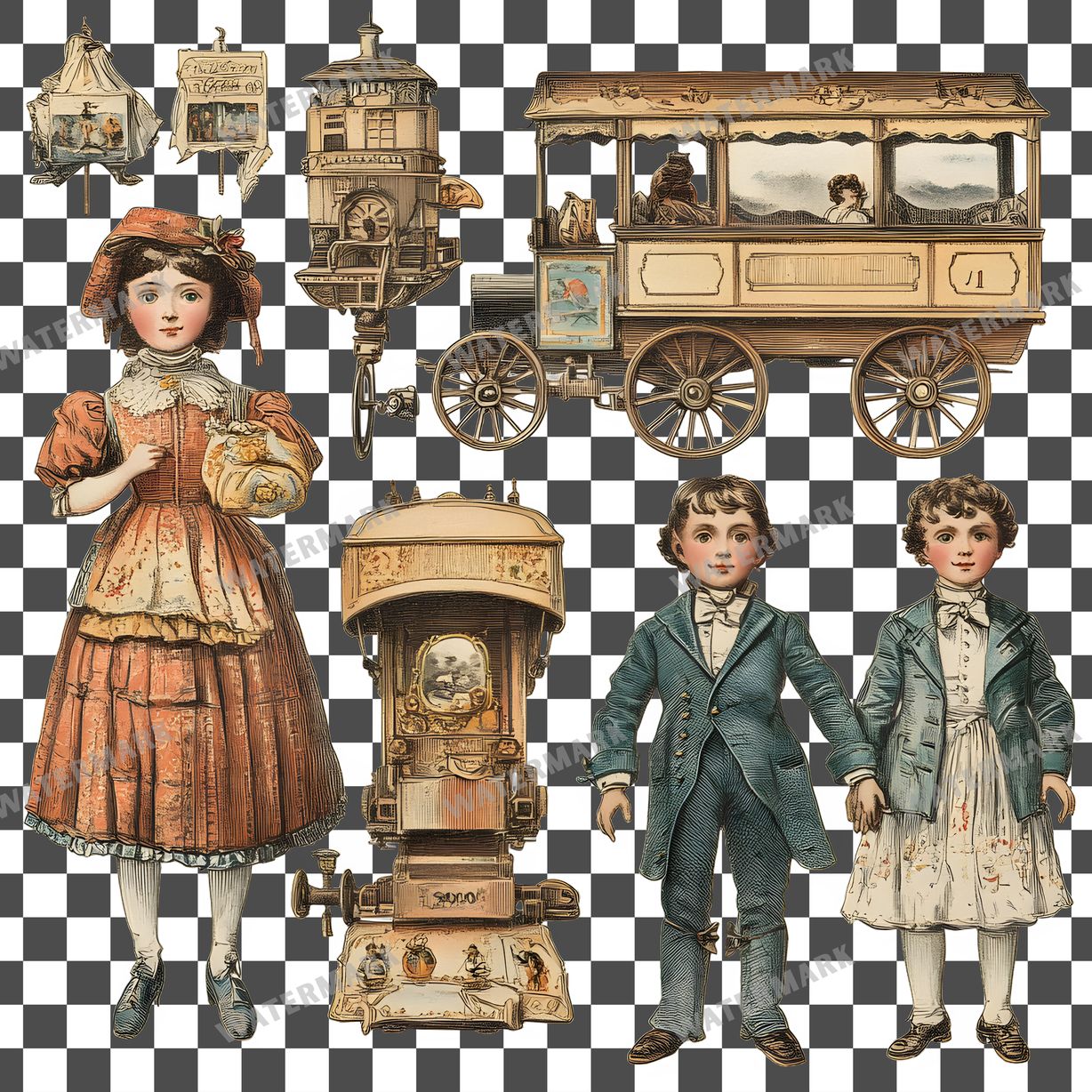 Wooden Rockin Vintage Style Clipart Pngs