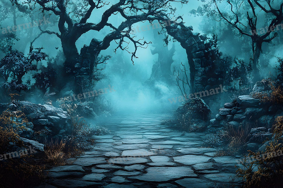 Spooky Forest digital photo backdrop for photo editing, preview 91