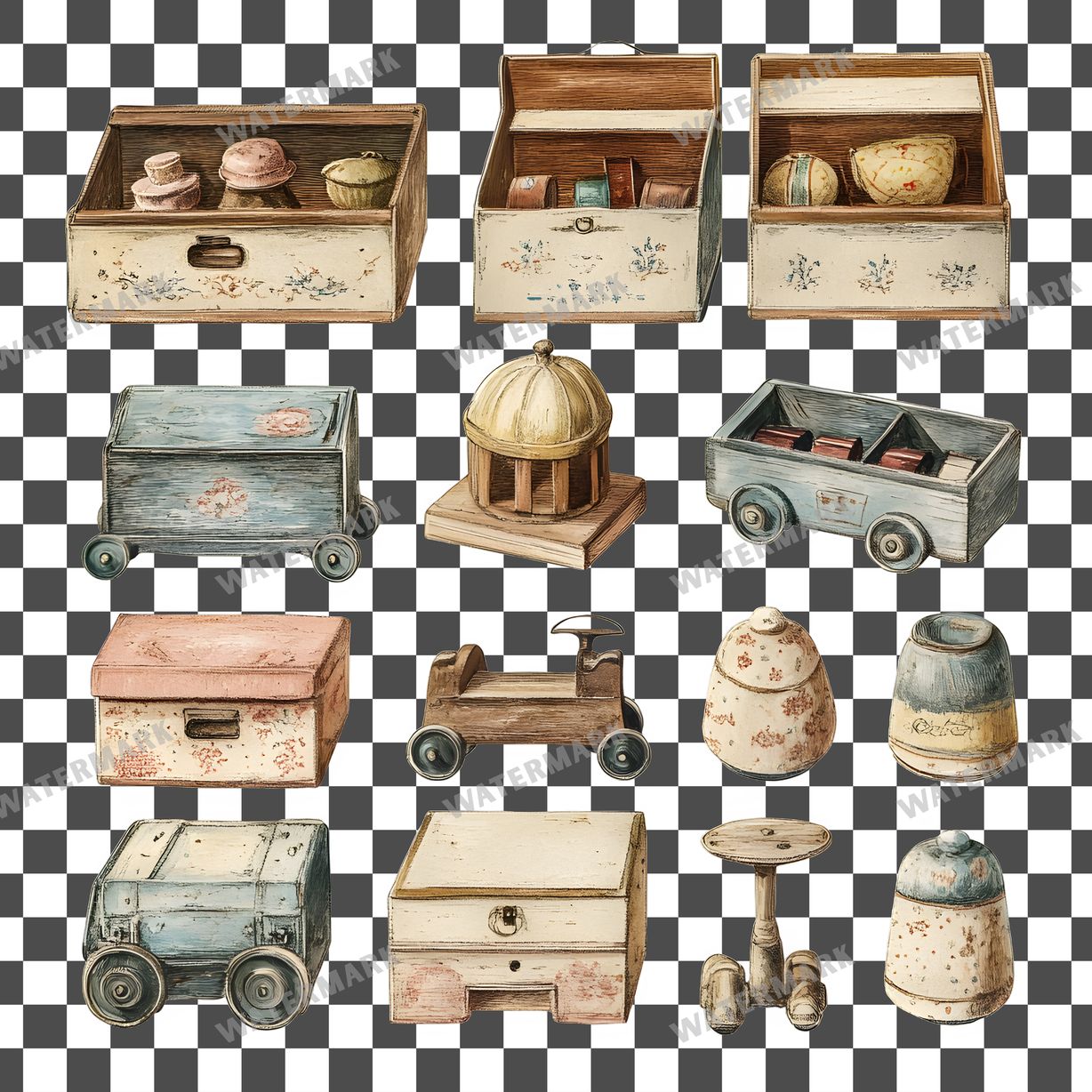 Wooden Rockin Vintage Style Clipart Pngs