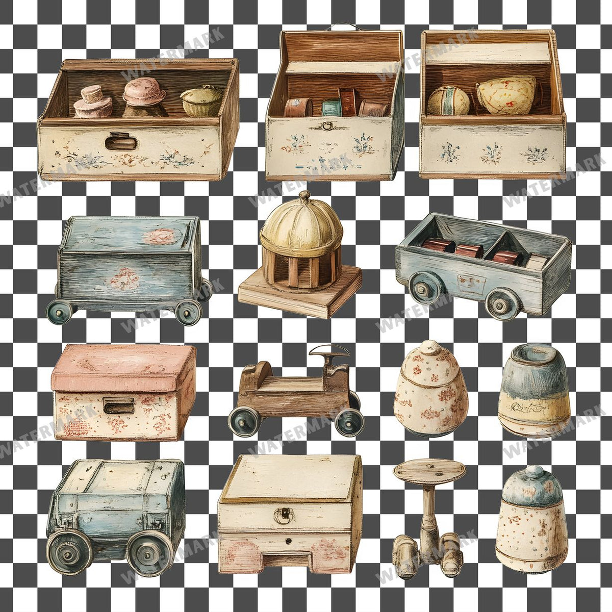 Wooden Rockin Vintage Style Clipart Pngs