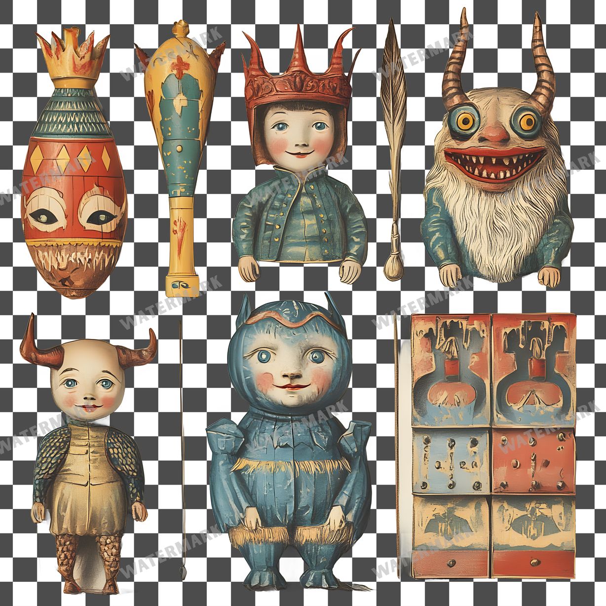 Wooden Rockin Vintage Style Clipart Pngs