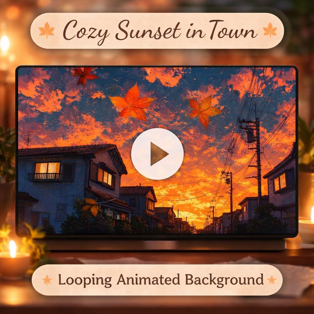 Anime background loop | Sunset neighborhood animated video | Seamless looped video background for streams and overlays