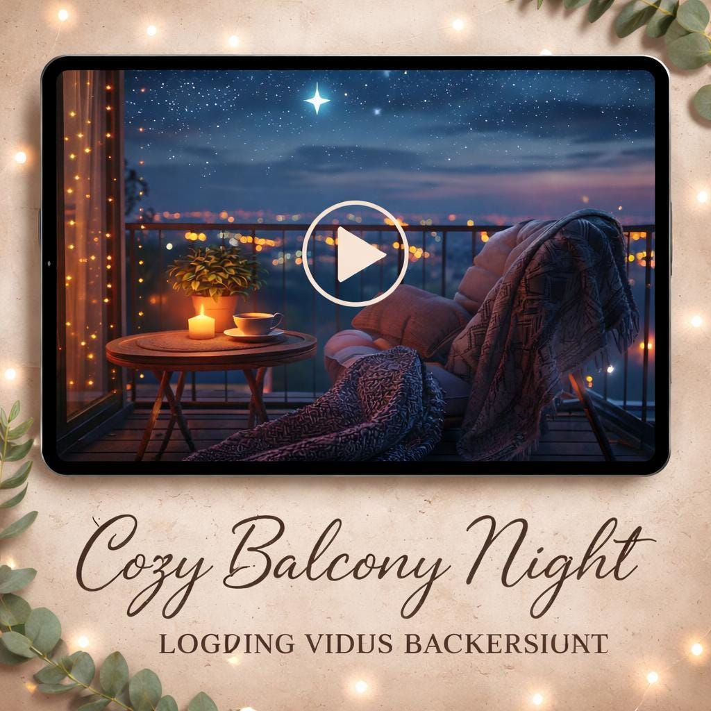 Animated Background Loop | Cozy Balcony Night Cityscape, Lofi Ambience | Seamless Video for Streams, Study, Relax