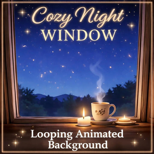 Cozy ambience animated background | Night window coffee loop, lo-fi cafe vibes | Relax, study, stream backdrop video