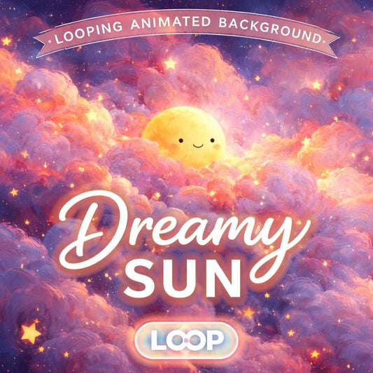 Kawaii Sun Cloud Loop Animated Background | Cute Aesthetic Sky, Celestial Space | Seamless Video for Stream, Overlay, Editing