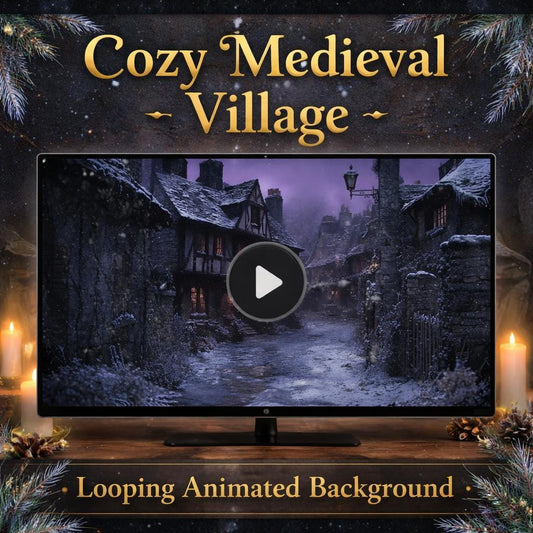 Winter Medieval Village Animated Background | Cozy Snow Loop Video | Christmas Ambience for Streams, Events, Cabins