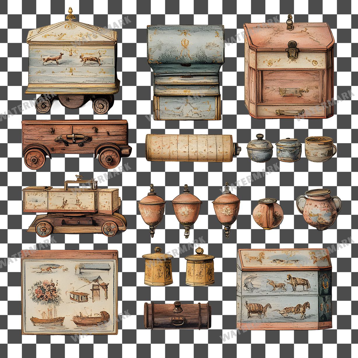 Wooden Rockin Vintage Style Clipart Pngs