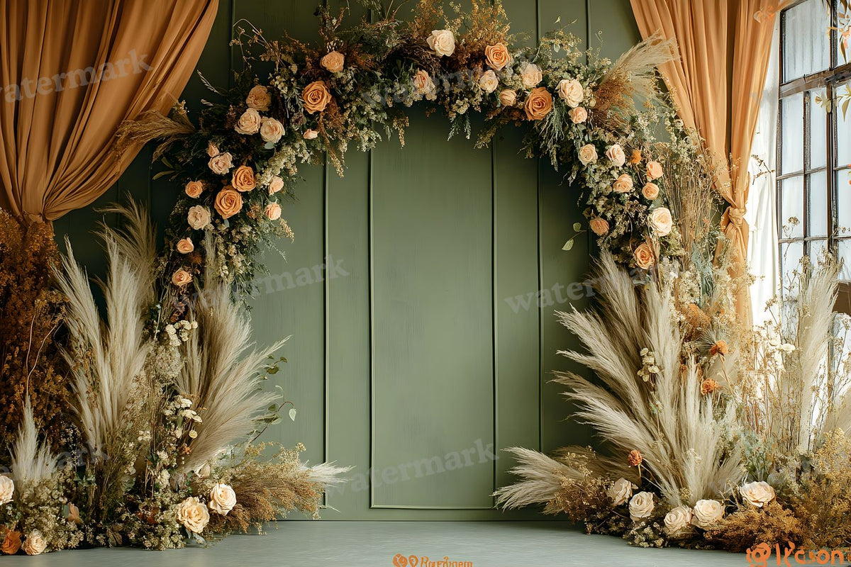 Boho Olive Arch Backdrop Images