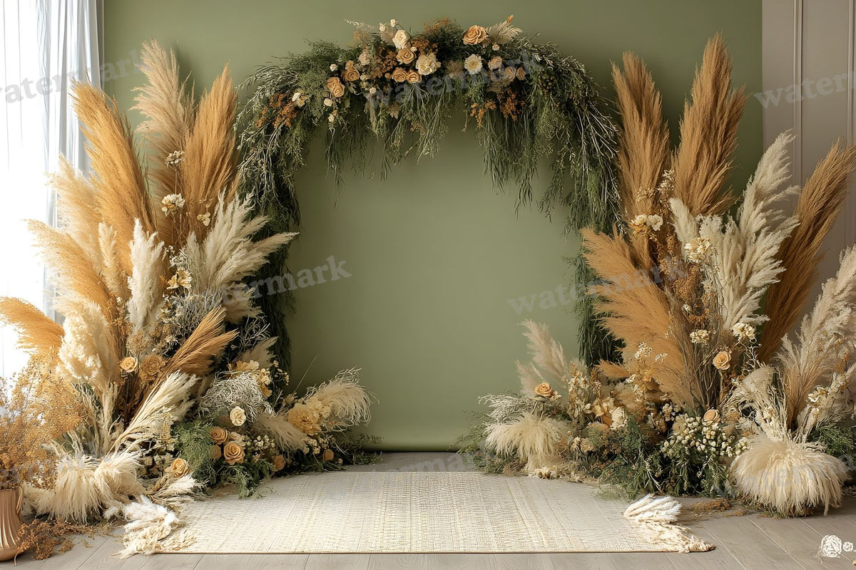 Boho Olive Arch Backdrop Images