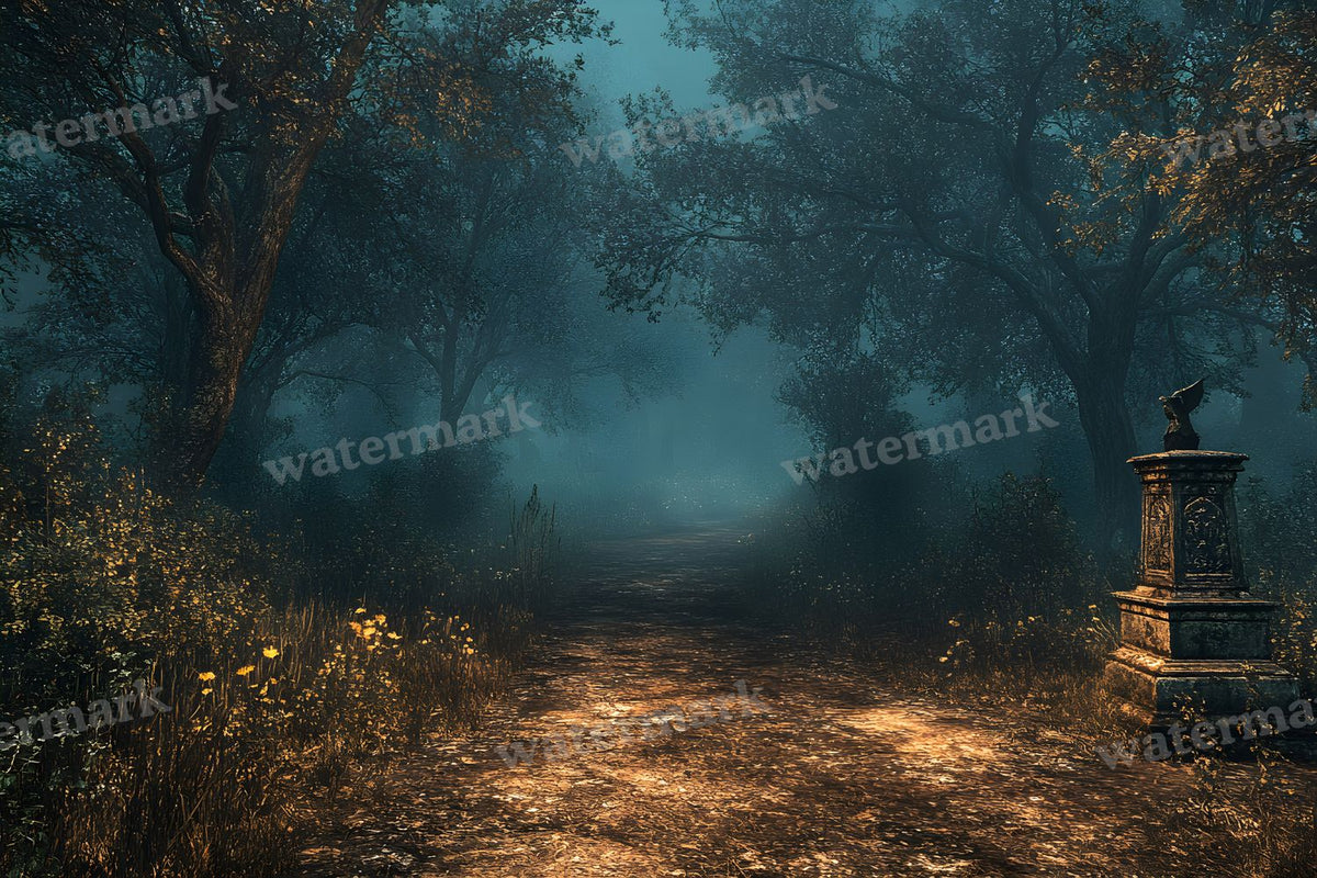 Spooky Forest digital photo backdrop for photo editing, preview 111