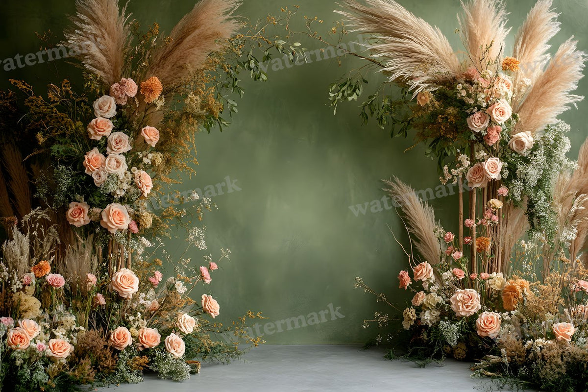 Boho Olive Arch Backdrop Images