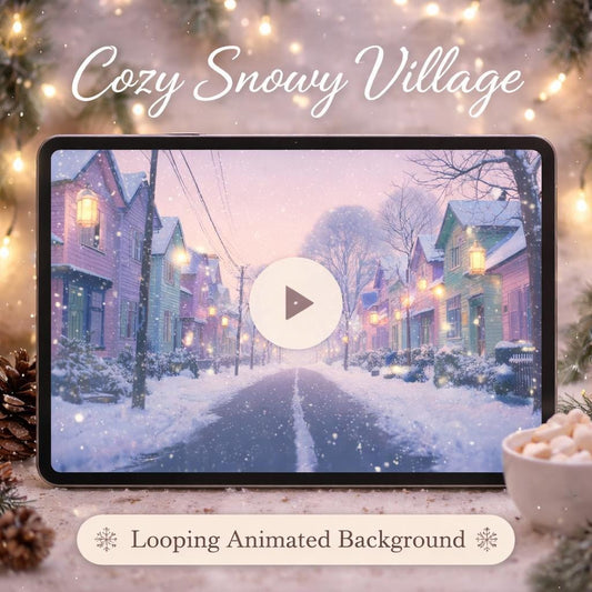 Winter Snowy Street Loop Video | Cozy ambience, seamless animated screen | Christmas background for TV, events, streaming