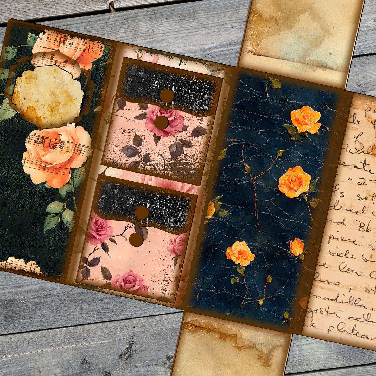 Canva Junk Journal Template - Folio Kit Canva Template - Custom Junk Journal Folio Kit - Digital Folding Folio Folder Kit, Commercial Use