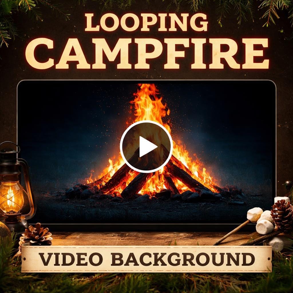 Campfire Looping Video Background | Seamless Animated Loop, Fire & Smoke Motion Background | Relaxing Room, Stream, Event Visuals