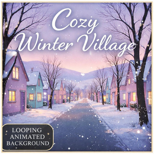 Winter snowy village loop | Cozy animated background, lofi ambience, snow video | Relax, screensaver, stream backdrop