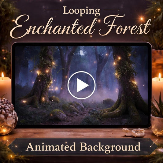 Enchanted forest background | Fireflies loop video, animated backdrop | Cozy nature ambience, forest video for streams and decor