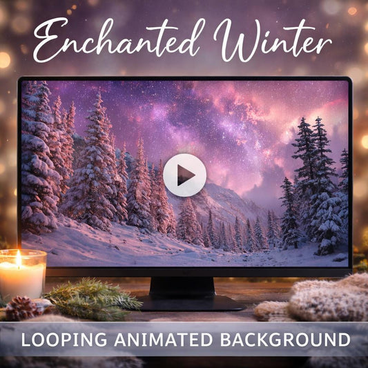 Winter Night Sky Loop | Cozy Snow Forest Background, Cloudy Night Ambience | Lo-fi Nature Video for Streams & Study