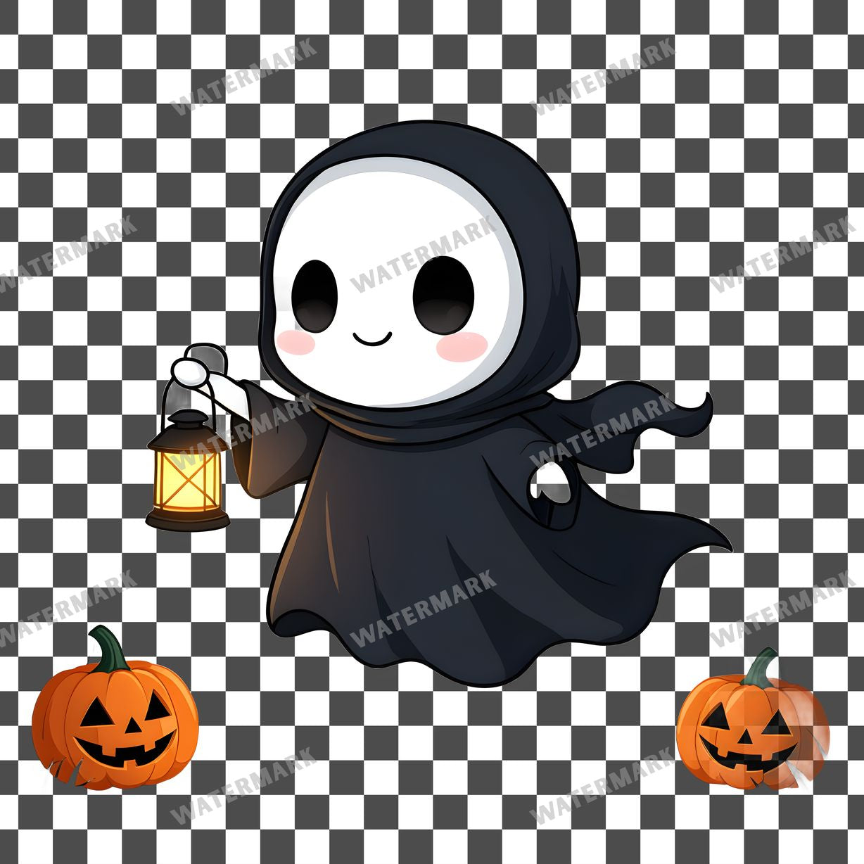 Adorable Chibi Ghost Floating Clipart Pngs