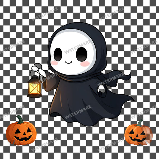 Adorable Chibi Ghost Floating Clipart Pngs