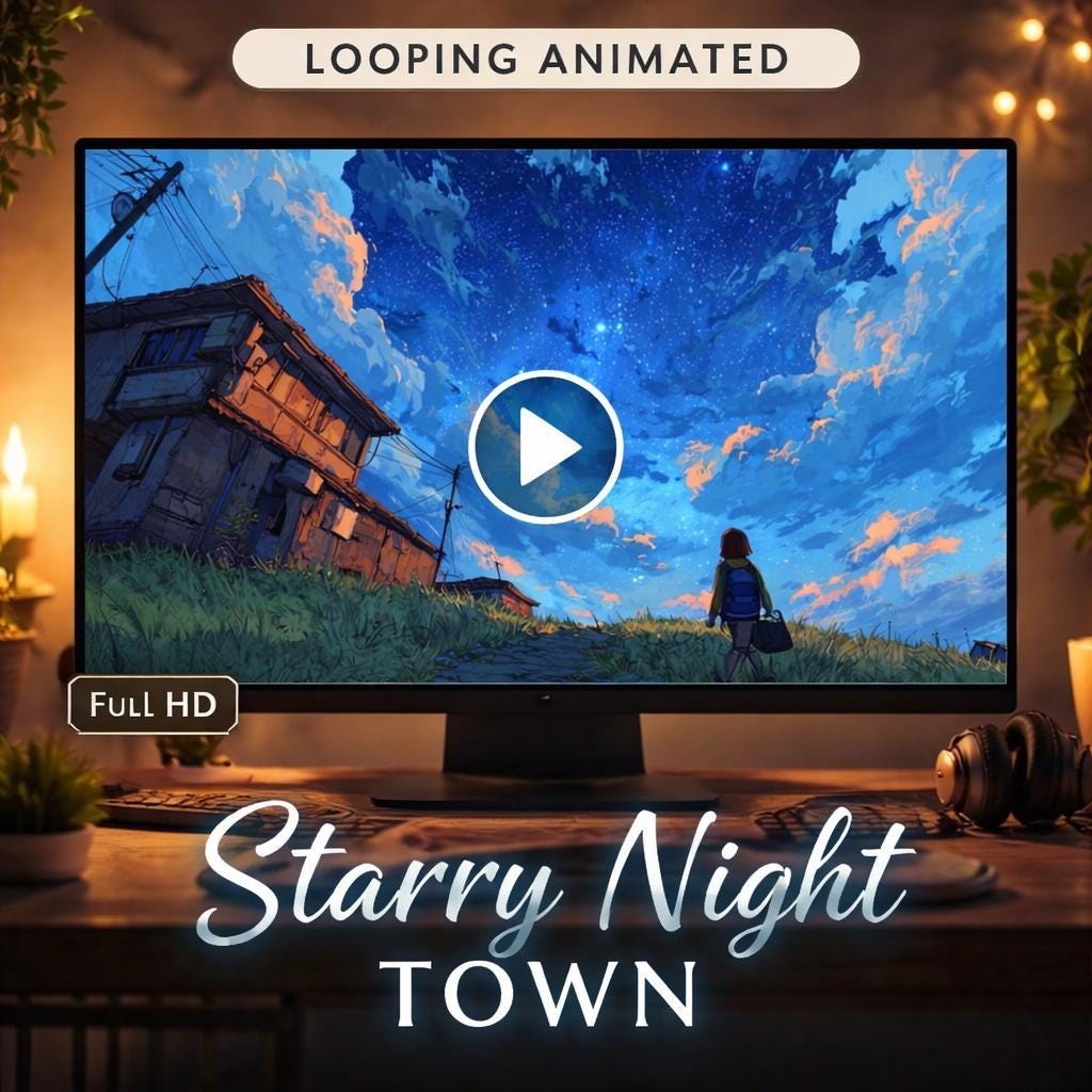 Anime Starry Night Sky Loop | Cloud and Starry Background, Anime Video | Seamless Animated Night Loop for Streams and Overlays