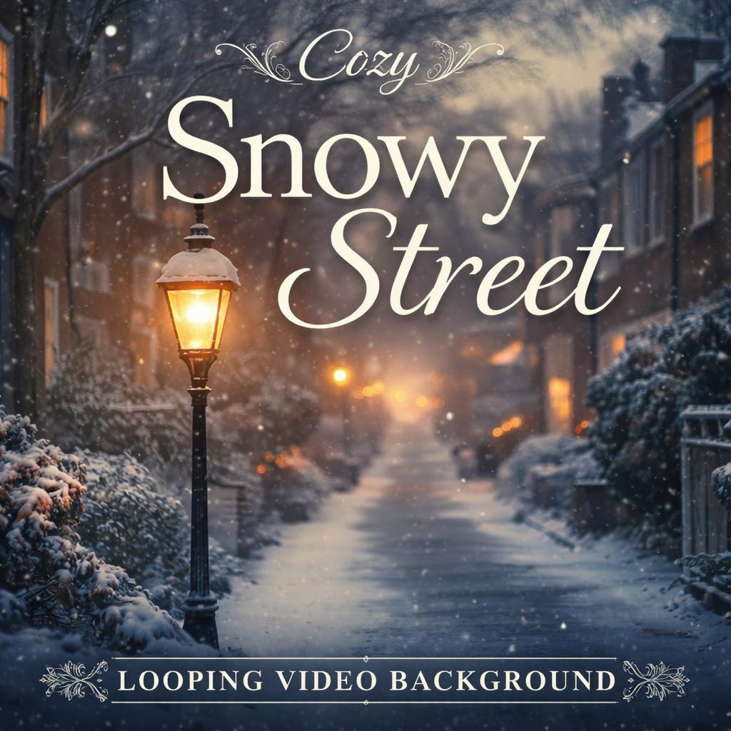 Snowy City Street Loop Video | Neon city, rain and snowy background | Animated looping video for holiday screens and decor