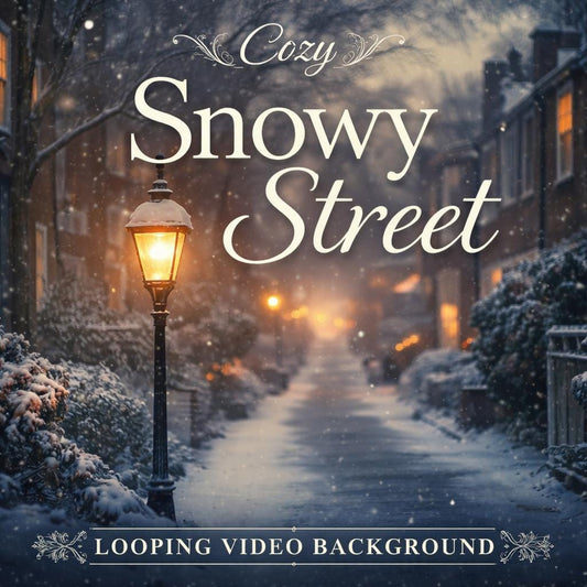 Snowy City Street Loop Video | Neon city, rain and snowy background | Animated looping video for holiday screens and decor