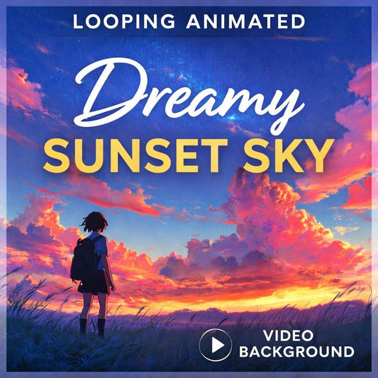 Sunset Anime Sky Loop Video | Cloudy Night Sky Background, Soft Sunset Loop, Anime Video | Animated Background for Streams & Edits
