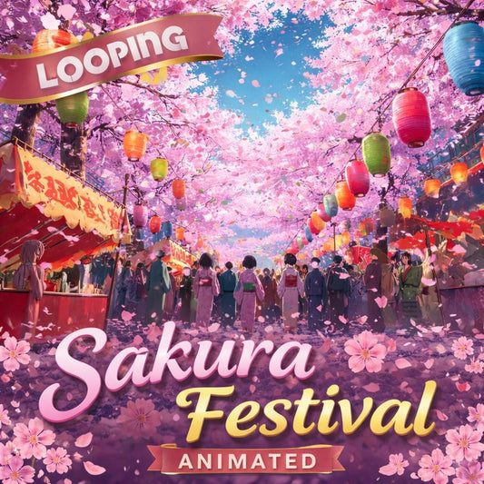 Animated Japan Cherry Blossom Festival Loop | Seamless blossom background video | Kawaii anime aesthetic scene
