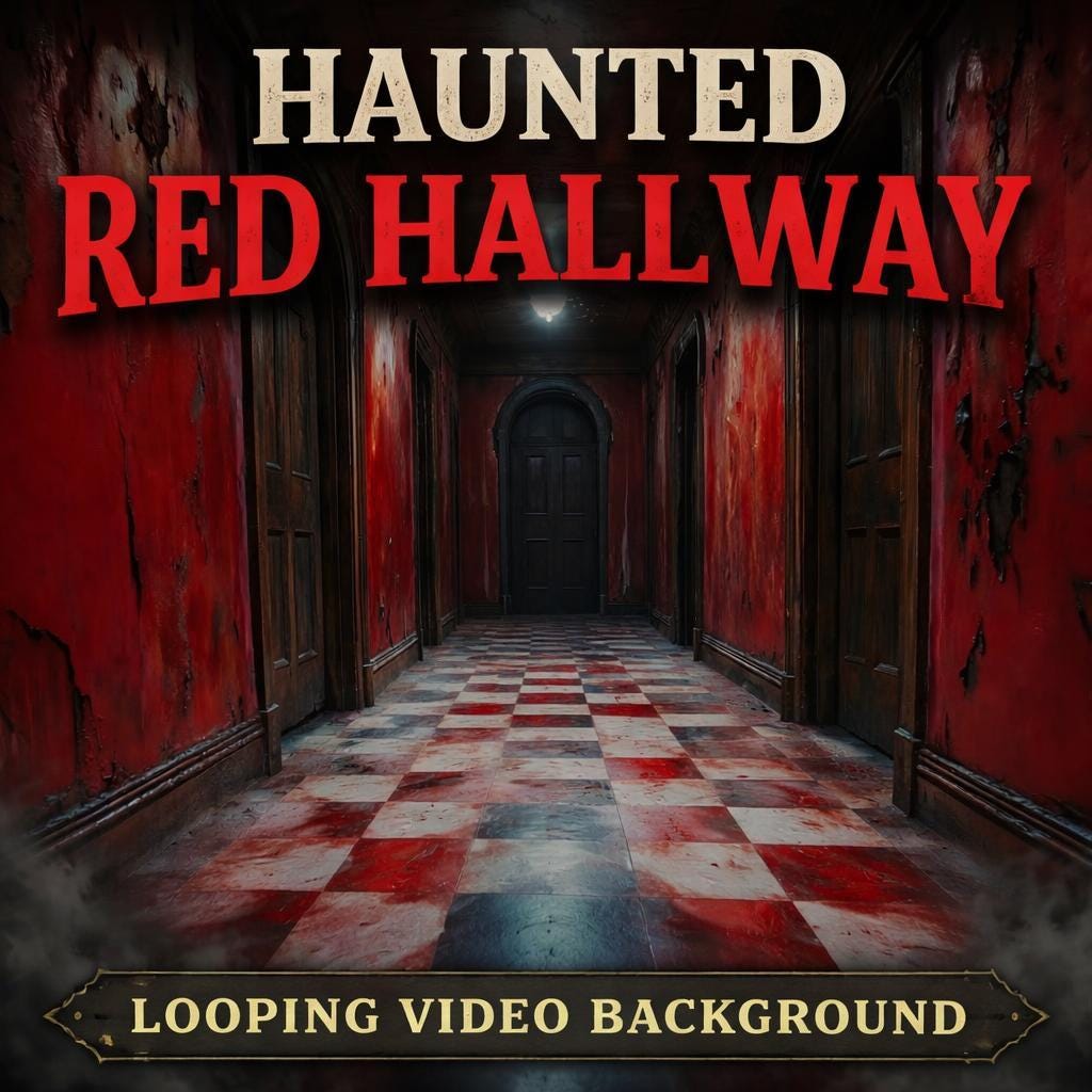 Haunted Red Hotel Hallway Loop | Spooky Background, Dark Aesthetic, Haunted Video | Halloween Scene, Animated Backdrop