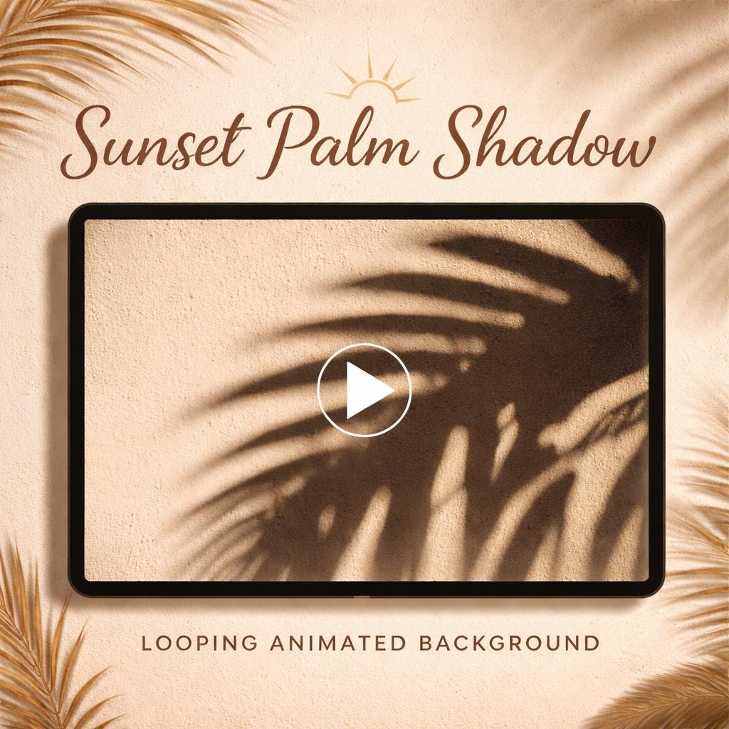 Palm Leaf Shadow Loop Video | Neutral Textures Background | Animated Digital Backdrop for Screens, Promos, and Social Media