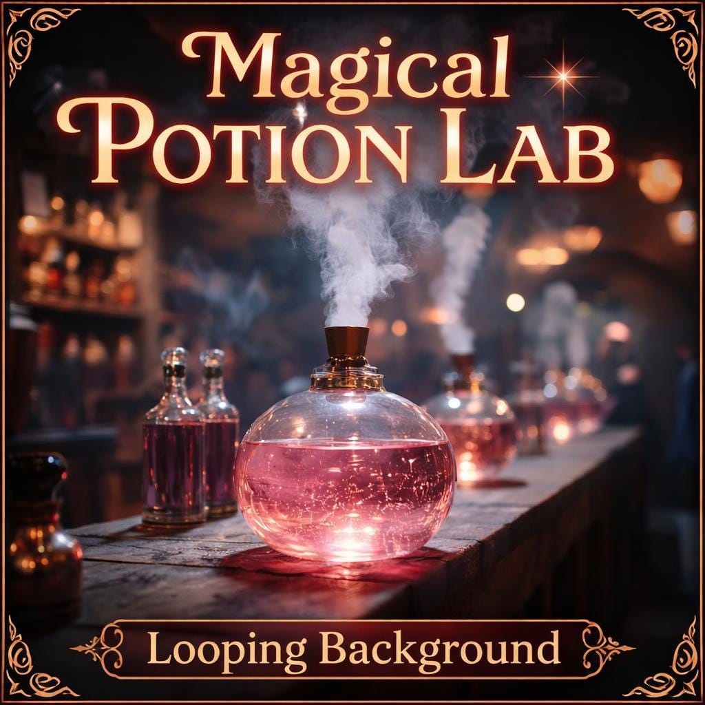 Witchy background loop | Potion lab animated video, seamless loop | Fantasy magic video background for streams, VJ, overlays