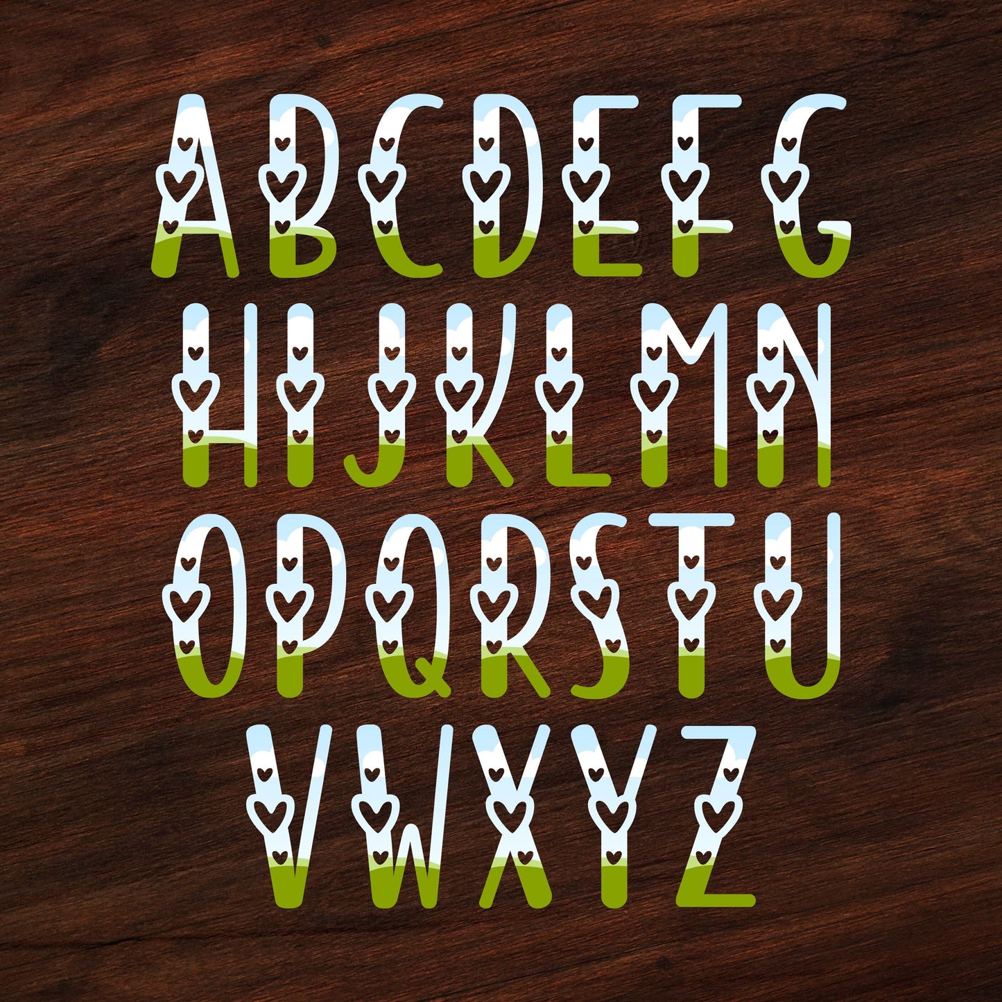 Alphabet Canva Frames - Commercial Use Letters on CANVA - Drag and Drop Alphaset Love Heart Alphabet PNG Designs - Editable Canva Templates