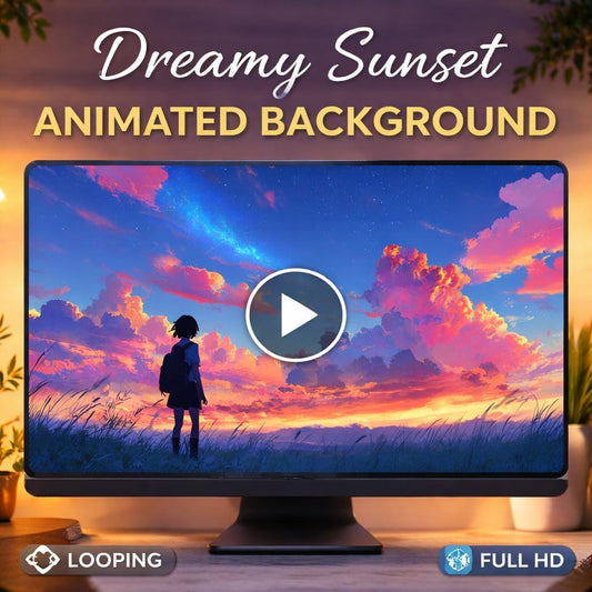 Sunset Anime Sky Loop Video | Cloudy Night Sky Background, Soft Sunset Loop, Anime Video | Animated Background for Streams & Edits