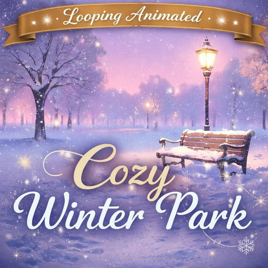 Snowfall Loop Video | Winter Park Bench Animated Background | Cozy Ambient Seamless Video for Christmas Scenes