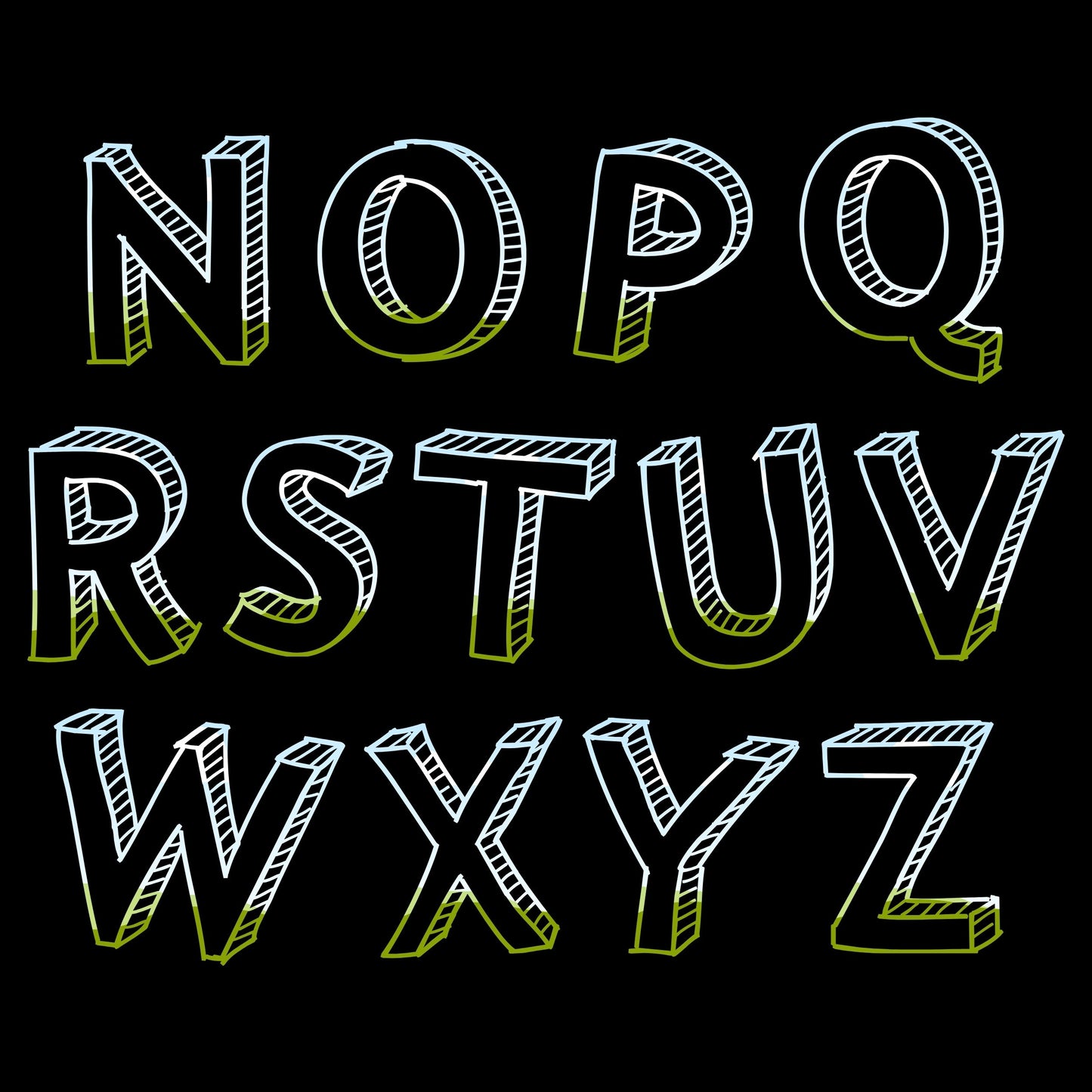 CANVA Doodle Letters - Drag and Drop Frames - Groovy Retro Doodle Fillable Alphabet Font Letters PNG Canva Frame Alphaset Doodle Templates