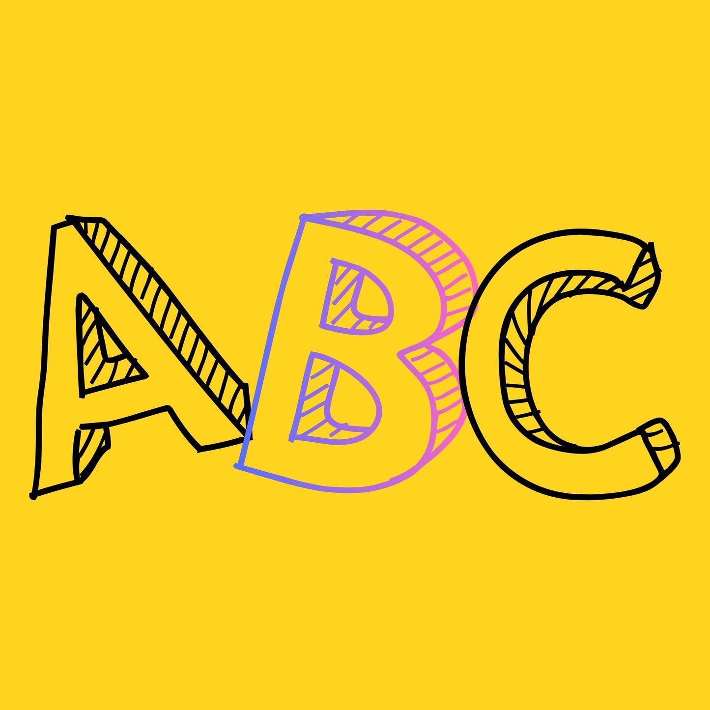 CANVA Doodle Letters - Drag and Drop Frames - Groovy Retro Doodle Fillable Alphabet Font Letters PNG Canva Frame Alphaset Doodle Templates