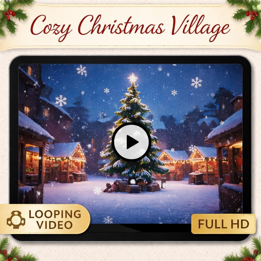 Christmas background snowfall loop video | Cozy forest tree scene | Animated backdrop for streams, events, screens, ambience