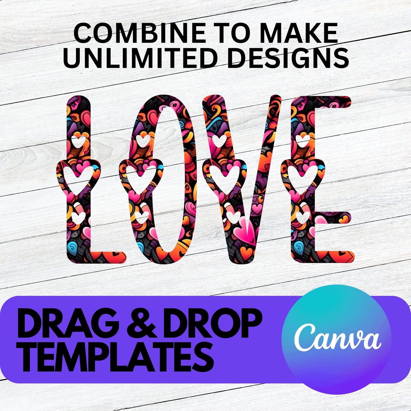 Alphabet Canva Frames - Commercial Use Letters on CANVA - Drag and Drop Alphaset Love Heart Alphabet PNG Designs - Editable Canva Templates