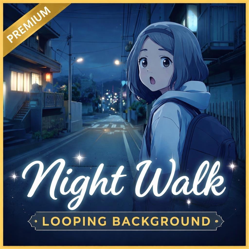 Anime Tokyo Night Street Loop | Seamless animated background, video background | Kawaii cityscape for streams and videos