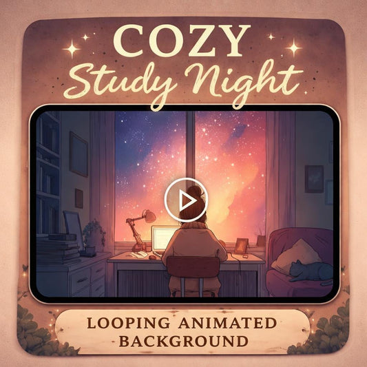 Cozy desk night sky loop video | Lofi background, cloud loop, sky ambience | Relaxing desk video for study, work, sleep