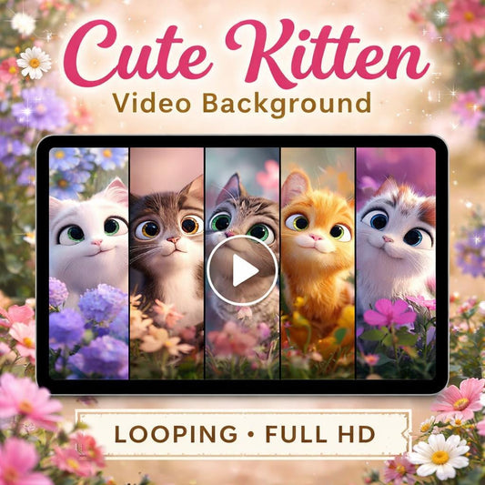 Kawaii Cat Animated Background Loop | Cute seamless video, abstract pets design | Streaming, overlays, VJ, Twitch, Zoom
