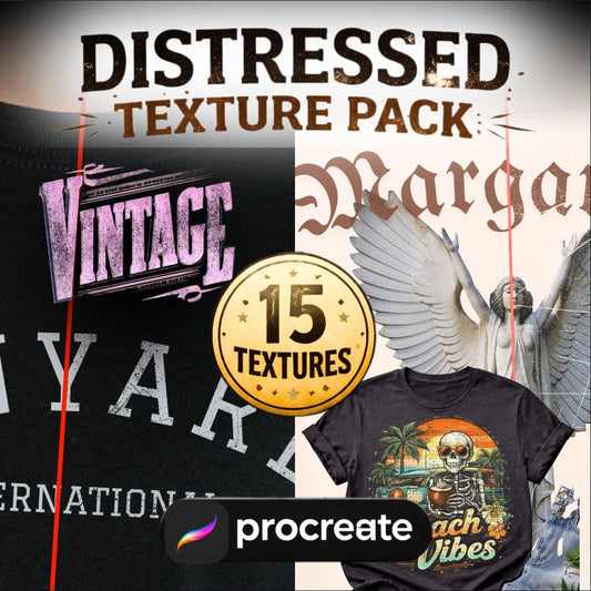 Procreate Distressed Texture Brushes, Vintage Grunge Stamps (Digital Download)