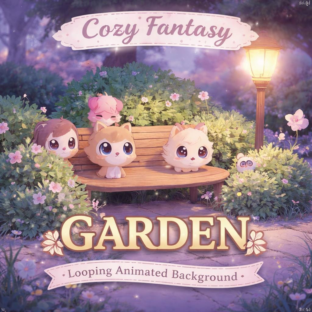 Kawaii Garden Background Loop | Cute animated nature aesthetic | Seamless video for streams, overlays, VTubers, TikTok