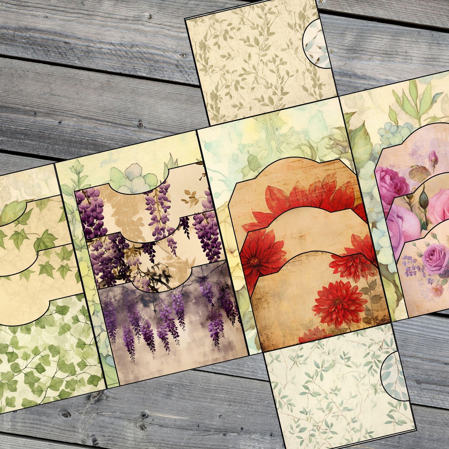 Canva Junk Journal Template - Folio Kit Canva Template - Custom Junk Journal Folio Kit - Digital Folding Folio Folder Kit, Commercial Use