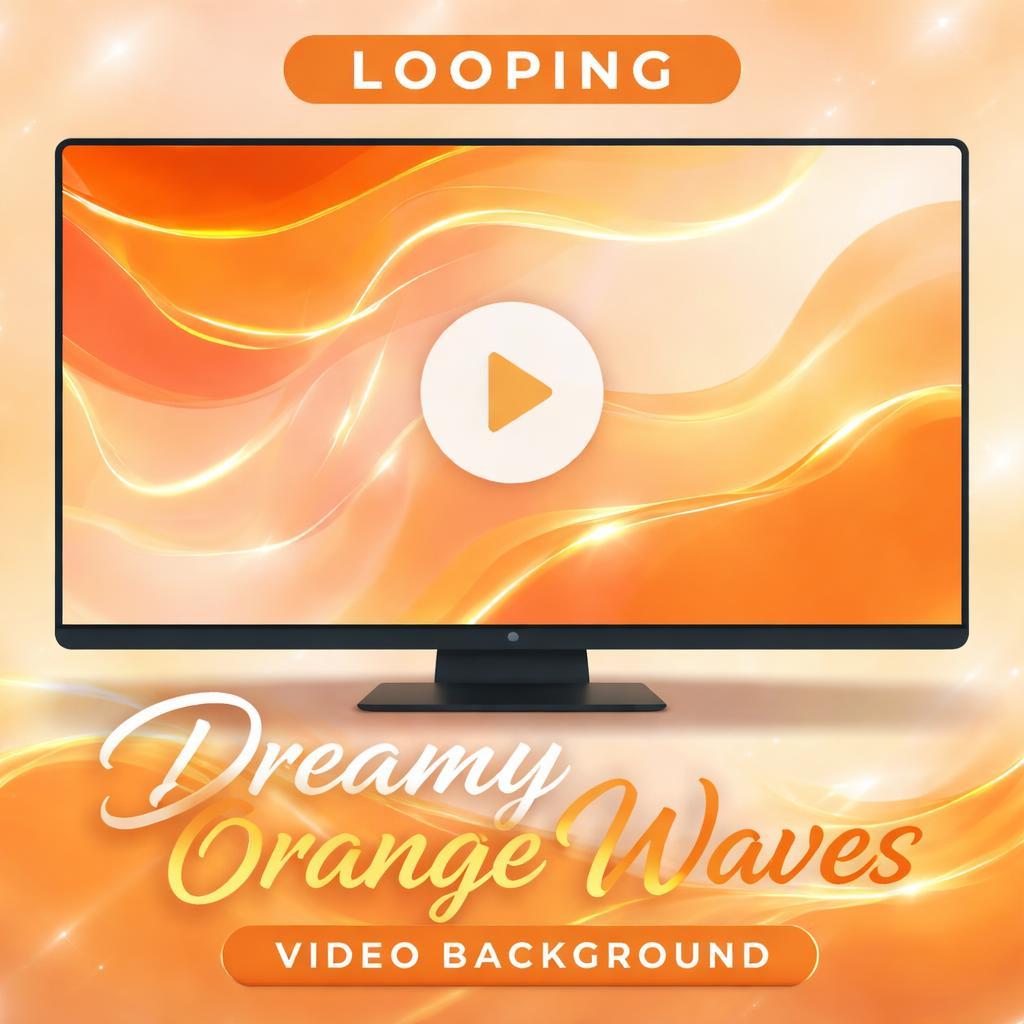 Orange Abstract Wave Loop Video | Seamless Motion Background, Calming Ocean Style | Orange Background for Videos and Presentations