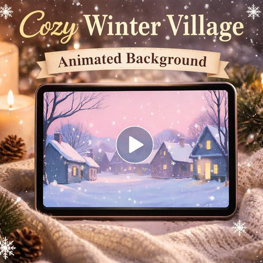Winter Snowfall Background Loop | Cozy village animated backdrop, lofi ambience | Christmas screensaver, streaming, YouTube scenes
