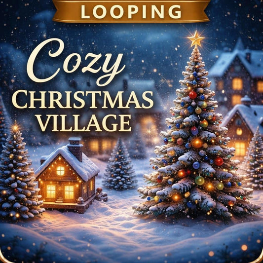 Snowy Christmas Village Animated Background | Seamless Loop Video | Winter Digital Backdrop for Holiday Scenes & Videos
