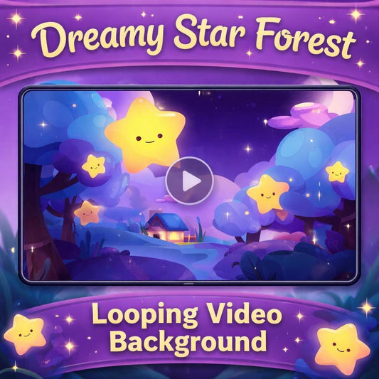 Kawaii night sky loop | Cute cloud animated background, cozy lo-fi aesthetic | Streaming overlays, YouTube, Twitch, wallpapers
