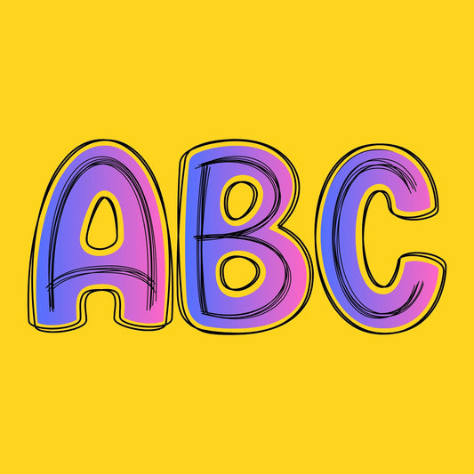 Scribble Doodle Letters - CANVA Templates, Handrawn Alphabet Font, Fillable Letters, Alphaset, Canva Frames, PNG Editable Canva Frame Design